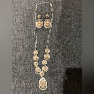 Holly Yashi Silver and Gold Necklace and Earring Set